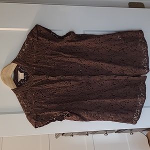 Michael Kors brown lace blouse, size L